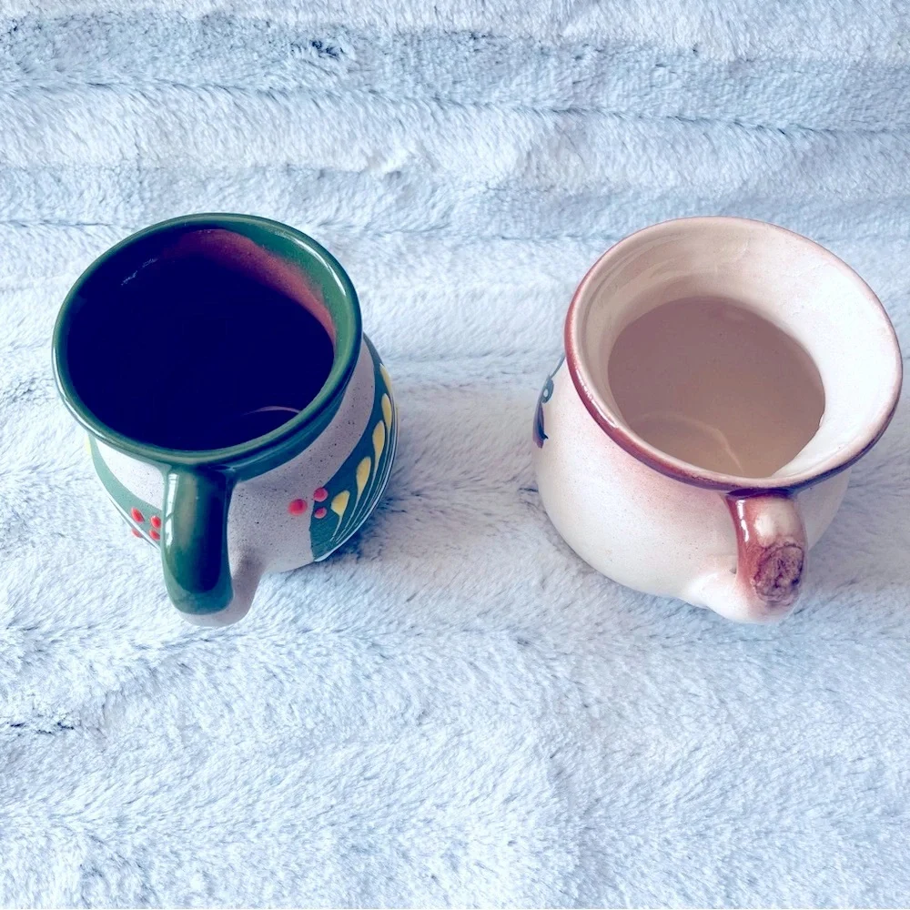 Hand painted Mexican pottery mugs